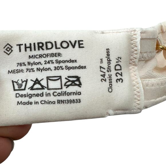 THIRDLOVE 24/7 Classic Strapless Bra Tan Light Pink Women's Size 32D1/2 - Picture 4 of 4